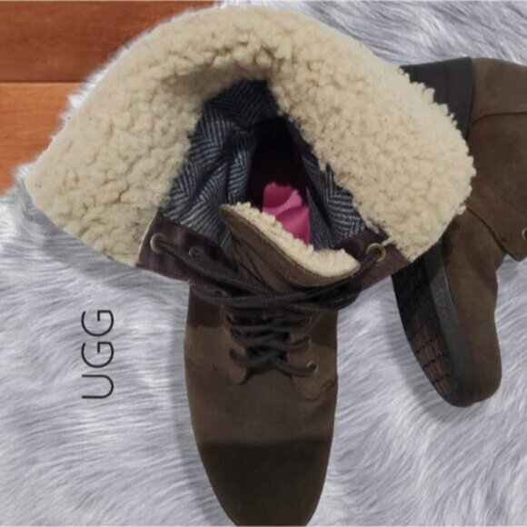 UGG "ZEA" Wedge Suede Leather Waterproof Snow Boots- Size 8US - Picture 6 of 13